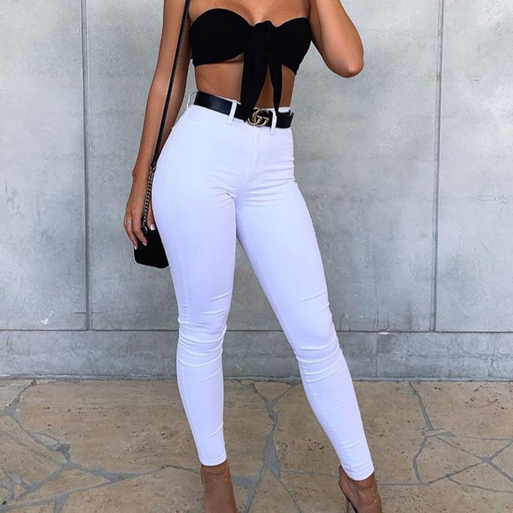 Classic High Waist Skinny Jeans - White